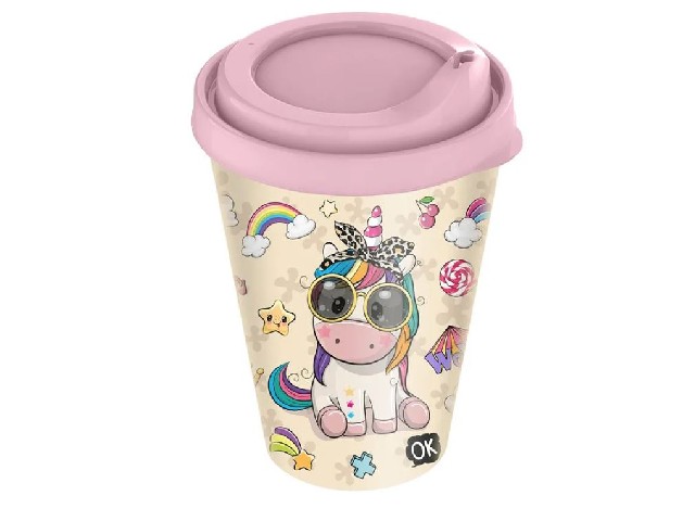 Стакан с крышкой 420 мл с декором (микс 1)